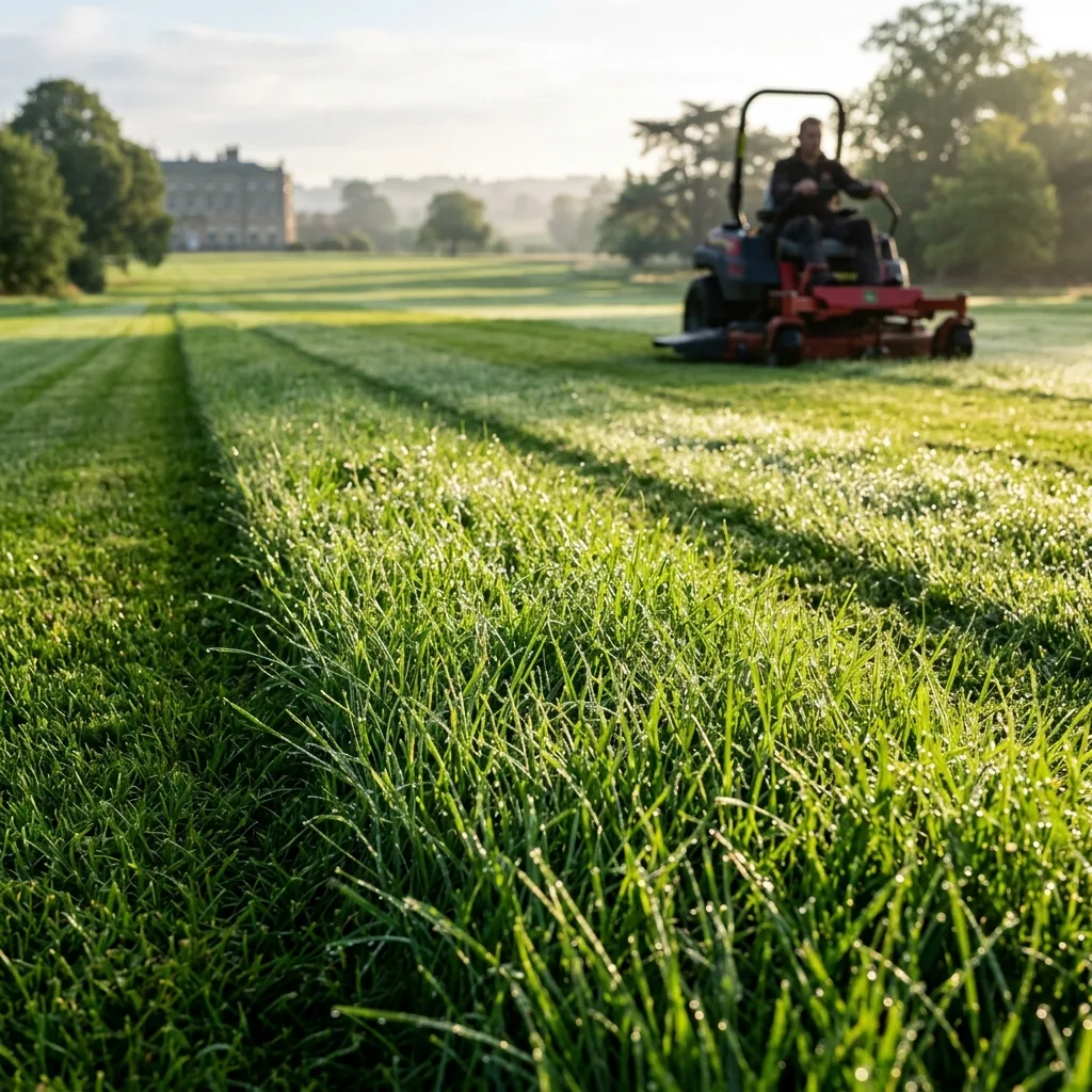 Grama esmeralda perfeitamente aparada em chácara de Mairiporã
